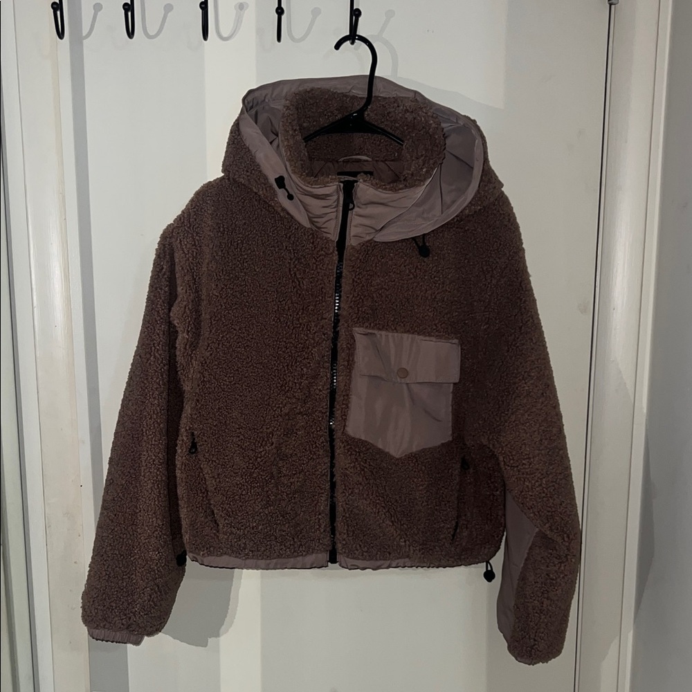 Zara Brown Puffer Jacket with Hood M